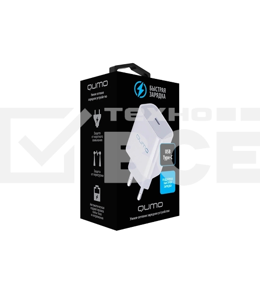 Сетевое зарядное устройство Qumo Energy light (Charger 0051) PD 20W, 1USB, Type-C, белый