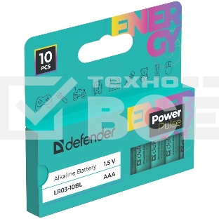 Батарейка алкалиновая Defender  LR03-10BL ААА,блистер,10 шт.,PowerPulse