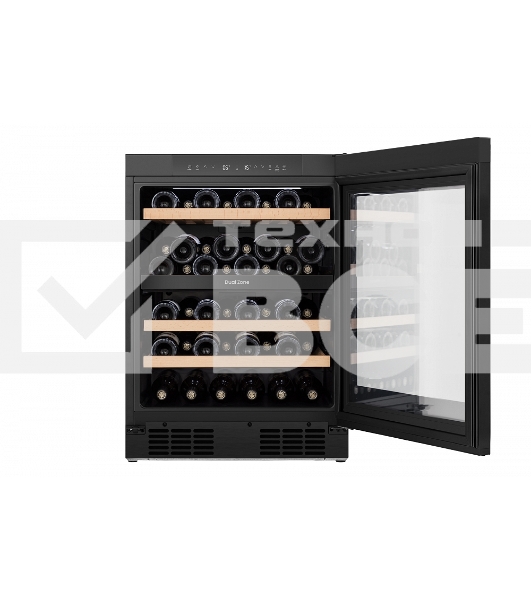 Встраиваемы е винный шкаф Gorenje WCU68F6BG4WF, объем 138 л, вместительность 46 бутылок, 4 полки, цифровой дисплей, Wi-Fi, LED освещение, защита от УФ-излучения, энергоэффективность А+, черный