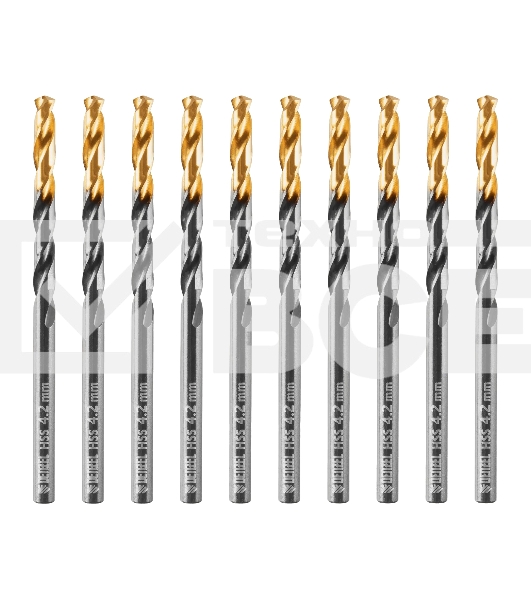 Сверло по металлу Denzel 4,2 мм, HSS-Tin, Golden Tip, 10 шт.
