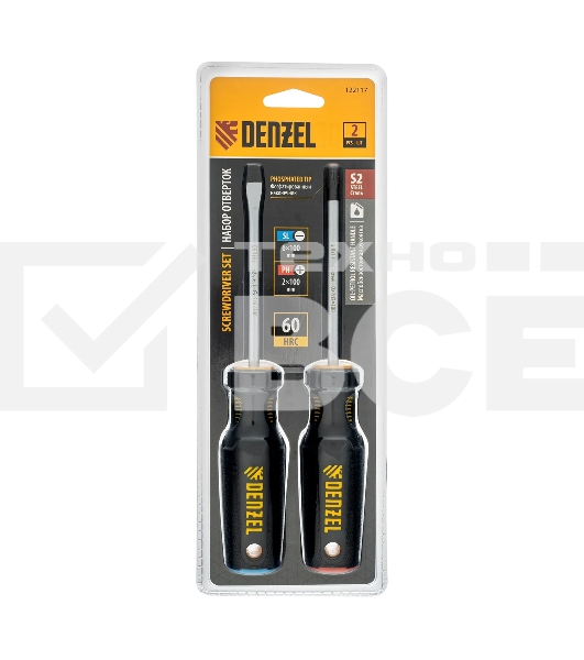 Набор отверток Denzel 2 шт., PH+SL, S2, 3к рукоятка
