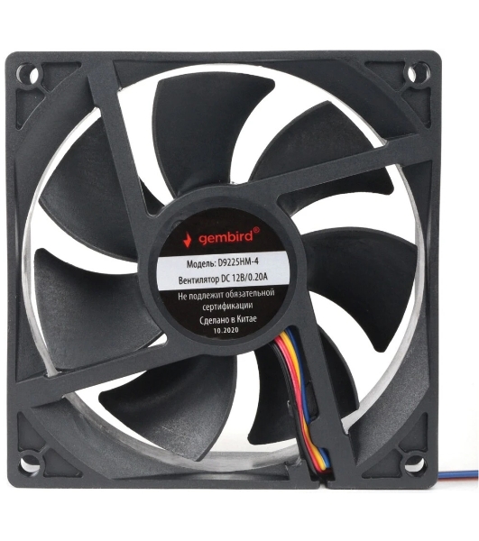 Вентилятор для корпуса Gembird 92x92x25, гидродинамический, 4 pin, провод 30 см (D9225HM-4)