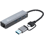 USB-концентратор Digma DHUB-LAN-4port, USB-C + USB-A, USB 3.0+USB 2.0, USB, фото 1
