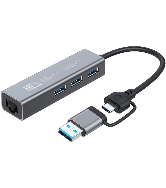USB-концентратор Digma DHUB-LAN-4port, USB-C + USB-A, USB 3.0+USB 2.0, USB