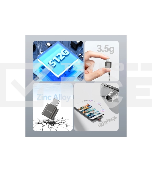Картридер Vention OTG USB 2.0 CM / MicroSD - Серый