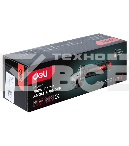 Угловая шлифовальная машина Deli DE-JM115-1E (790Вт, 115мм, 12000об/мин, картон)