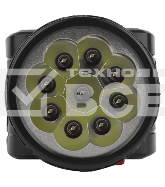 Фонарь налобный светодиодный Трофи TG9 ударопрочный, 9 LED, 2 режима, аккумуляторный, чёрный