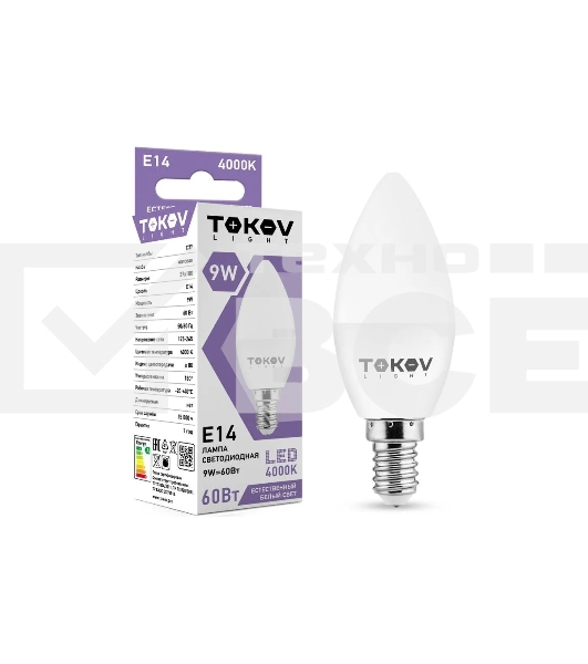 Лампа светодиодная TOKOV ELECTRIC 9 Вт С37 4000К Е14 176-264В