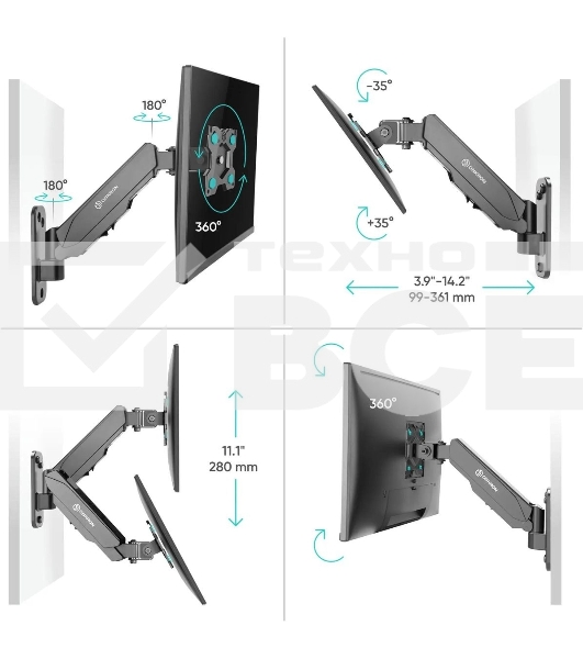 Кронштейн (держатель) ONKRON G120 для телевизора 13'-34' дюймов настенный, черный