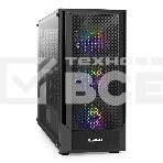 Компьютерный корпус Miditower ExeGate EVO-8227 (ATX, без БП, 2хUSB+1хUSB 3.0+HD Audio, черный, 3 вент. с RGb подсветкой, боковая панель - закаленное стекло), фото 1