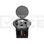 Лючок врезной в стол Wize Pro WRTS-RRTQ-B откидная алюм. крышка, розетка 220В -1 шт, 3 отверстия keystone для модулей WRTS-RR, черный, фото3