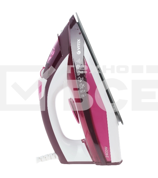 Утюг Vitek VT-1215 (PK) максимальная 2400 Вт.Подошва Ceramic Ultra Care.