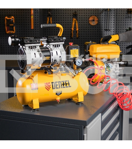 Компрессор Denzel DLS650/10 безмаслянный малошумный 650 Вт, 120 л/мин,ресивер 10 л