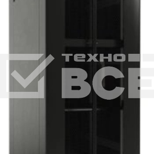 Шкаф серверный Hyperline (TTBR-4261-DD-RAL9004) напольный 42U 600x1000мм пер.дв.перфор. задн.дв.перфор. 2 бок.пан. направл.под закл.гайки 800кг черный 910мм 2055мм IP20 сталь
