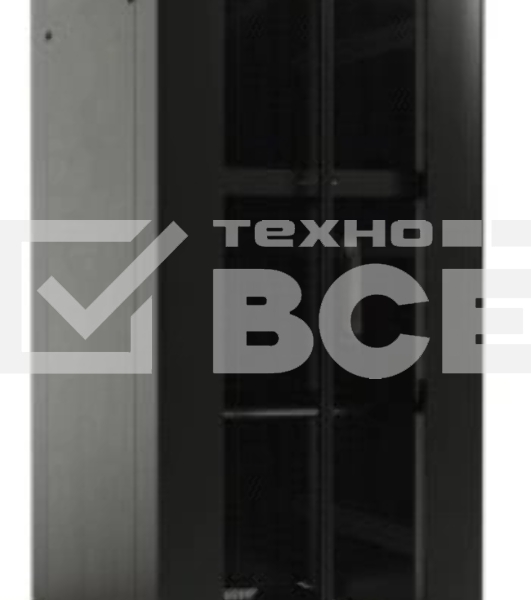 Шкаф серверный Hyperline (TTBR-4261-DD-RAL9004) напольный 42U 600x1000мм пер.дв.перфор. задн.дв.перфор. 2 бок.пан. направл.под закл.гайки 800кг черный 910мм 2055мм IP20 сталь