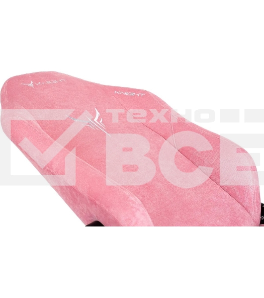 Кресло игровое Knight N1 Fabric розовый Velvet 36 с подголов. крестовина металл