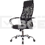 Кресло руководителя Бюрократ CH-607BS черный, сетка/ткань, крестов. металл хром, фото 1