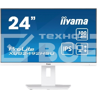 Монитор 23.8' Iiyama ProLite XUB2492HSU-W6 IPS 1920x1080, 100 Гц, 0.4 мс, 16:9, 250 кд/м², 1xHDMI, 1xDP, 4xUSB, 1x3.5 мм, 2x2 Вт, белый