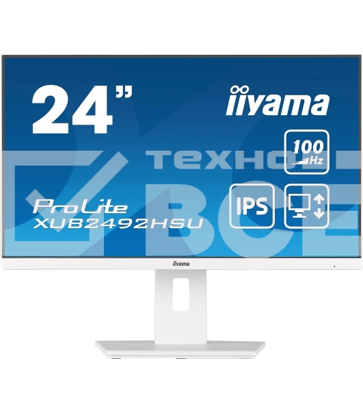 Монитор 23.8' Iiyama ProLite XUB2492HSU-W6 IPS 1920x1080, 100 Гц, 0.4 мс, 16:9, 250 кд/м², 1xHDMI, 1xDP, 4xUSB, 1x3.5 мм, 2x2 Вт, белый