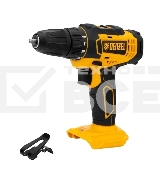 Дрель-шуруповерт Denzel CDL-18-0, Аккумуляторная, 18В, Без АКБ и ЗУ