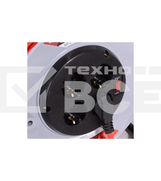 Удлинитель силовой Ресанта СУ-3х1,5-50/2 (61/118/12) 3x1.5кв.мм 4розет. 50м ПВС катушка красный