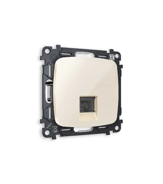 Комплект механизма телефонной розетки OMEGA Бежевый глянец RJ-11(4P4C) с шторкой QUANT (OP3120, VM190) MO312030