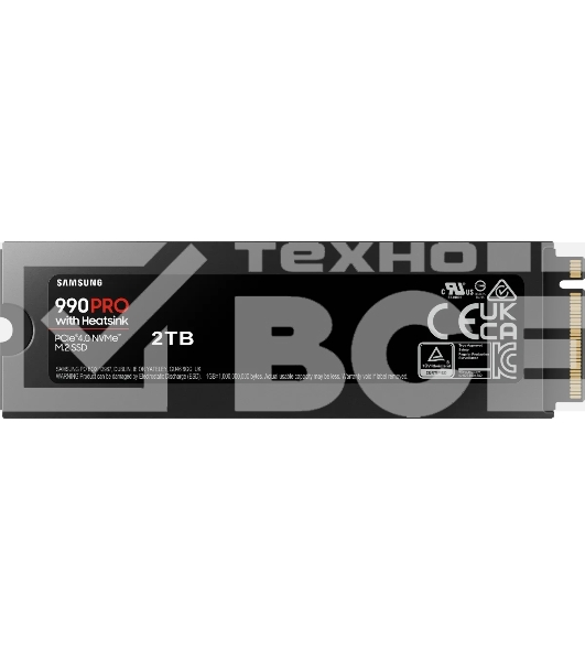 Накопитель SSD Samsung 990 PRO, 2000GB, PCIe 4.0 x4, M.2 2280, NVMe, R/W 7450/6900, с радиатором