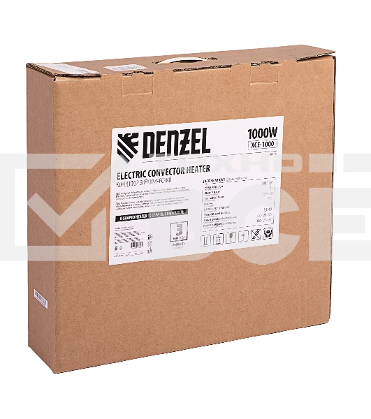 Конвектор Denzel XCE-1000 белый, 1000 Вт, 15 м2, термостат