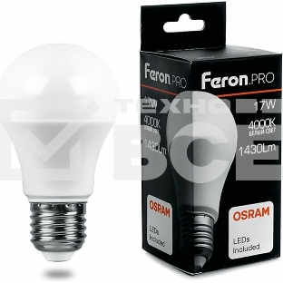 Лампа светодиодная FERON PRO LB-1017 (38039) шар E27 17W 4000K