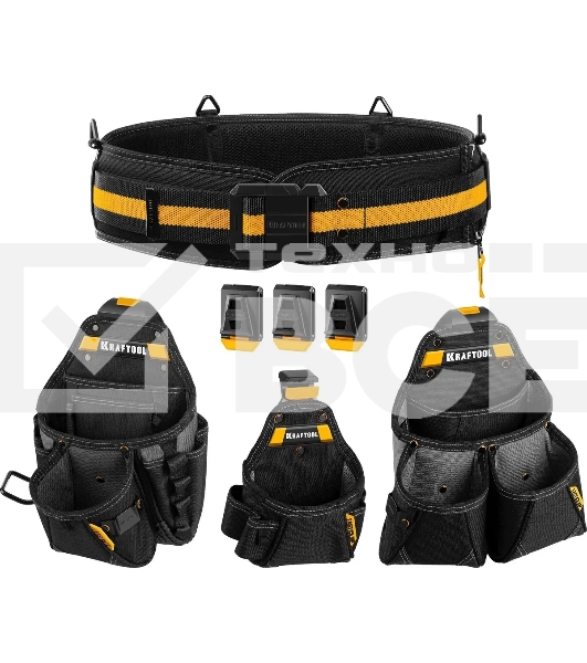 Пояс монтажника KRAFTOOL KBS-4 в комплекте: пояс монтажника и 3 сумки (38760-4)