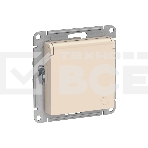 Механизм розетки 1-м СП AtlasDesign 16А IP20 с заземл. защ. шторки с крышкой беж., фото 1