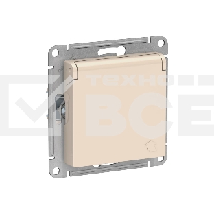 Механизм розетки 1-м СП AtlasDesign 16А IP20 с заземл. защ. шторки с крышкой беж.