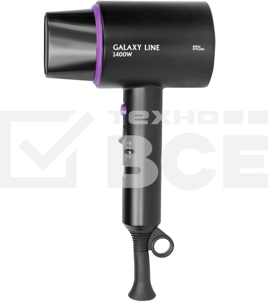 Фен Galaxy Line GL 4346 черный, 1400 Вт, компактный
