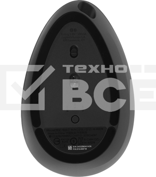 Мышь беспроводная/проводная Logitech MX Vertical графитовый, 4000 dpi, радиоканал, Bluetooth, USB, кнопки - 6