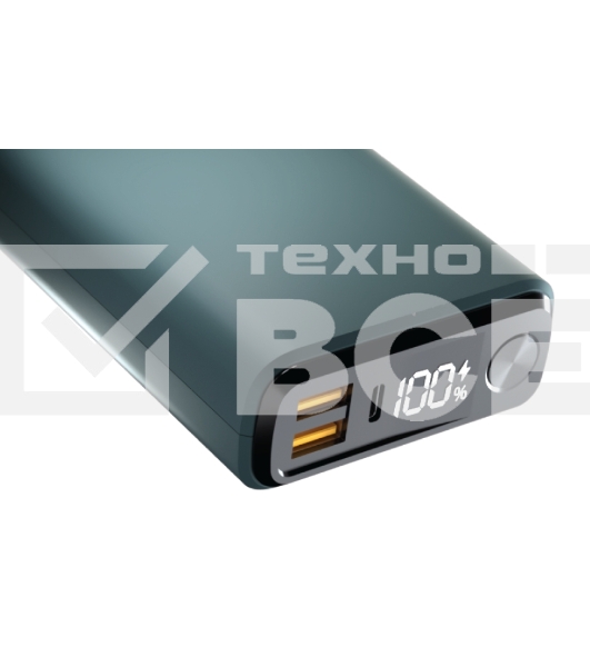 Портативный аккумулятор OLMIO QS-30, 30000mAh, 22.5W, QuickCharge3.0/PowerDelivery, LCD, темно-зеленый