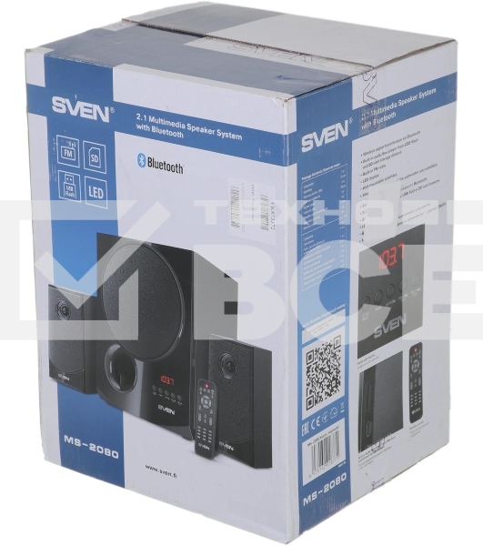 Акустическая система 2.1 SVEN MS-2080/70 Watt/~220V 50Hz/FM-тюнер, USB/SD, дисплей/BLUETOOTH/ПДУ/Black