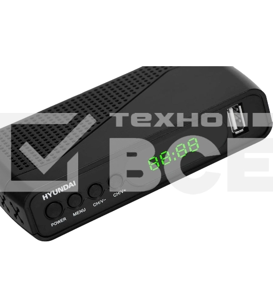 Приставка для цифрового ТВ Hyundai H-DVB500 черный, DVB-T2, DVB-T, DVB-C, HDMI, USB 2.0 х2