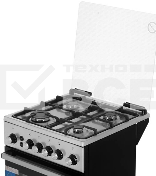 Плита газовая De Luxe 5040.40Г (кр) ЧР-010 серебристый, конфорок 4 шт, духовка 46 л, 50 см x 85 см x 50 см
