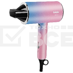 Фен BBK BHD3000 розовый/голубой, 2000 Вт, ионизация, компактный