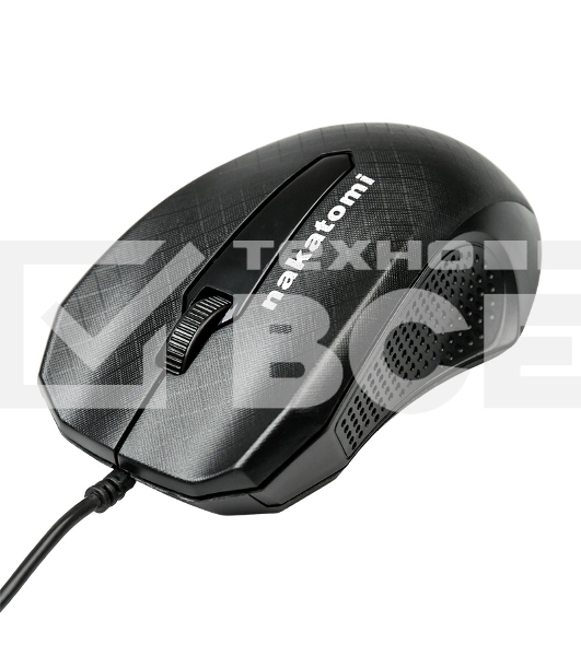 Мышь проводная Nakatomi MON-07U черный, 800 dpi, USB, кнопки - 3