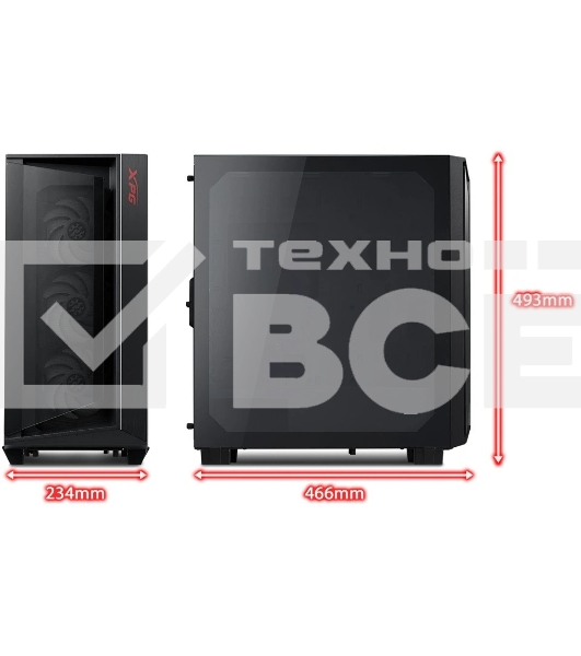 Компьютерный корпус ADATA XPG CRUISERST черный Mid-Tower, Micro-ATX, Mini-ITX, Standard-ATX