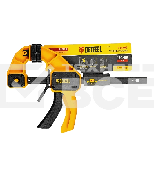 Струбцина Denzel F-образная, быстрозажимная, 150 х 80 мм, усиленный нейлоновый корпус