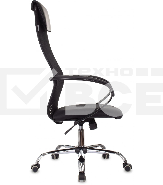Кресло руководителя Бюрократ CH-607BS черный, сетка/ткань, крестов. металл хром