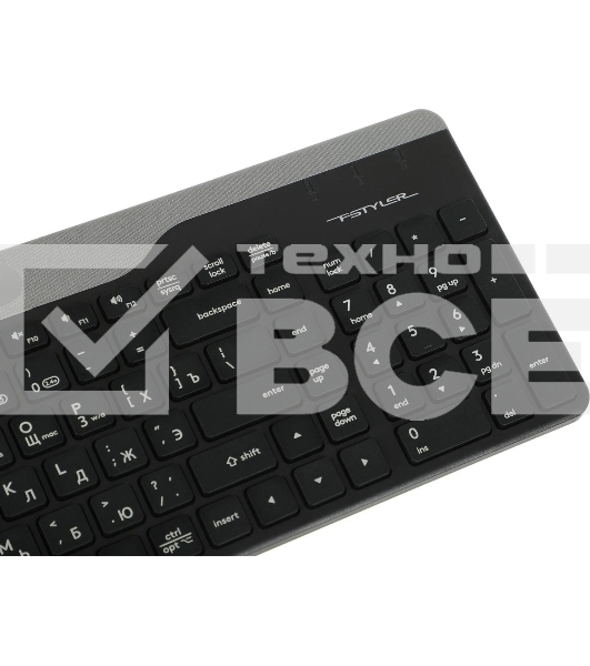 Клавиатура беспроводная A4Tech Fstyler FBK25, USB, Bluetooth/Радиоканал, черный/серый