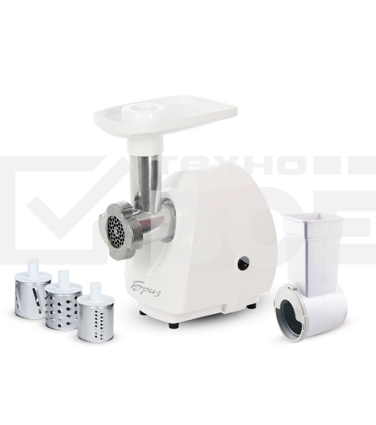 Мясорубка электрическая Бриз М 21.23 белый, 1000 Вт, 1.3 кг/мин, защита от перегрузки, насадки - 3