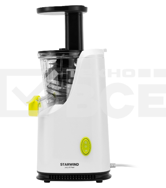 Соковыжималка Starwind SJ3112 белый, шнековая вертикальная, 200 Вт, 600 мл, электронное, реверс