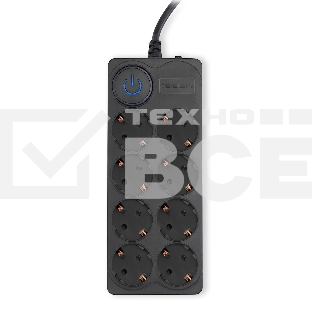 Сетевой фильтр Ippon BK-8-EU-3-10-B 3м (8 розеток) черный (коробка)