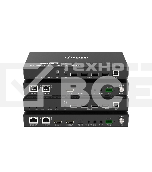 Удлинитель сигнала HDMI Infobit iTrans E100UC USB по витой паре до 100 метров, поддержка 4К60, HDBT 3.0