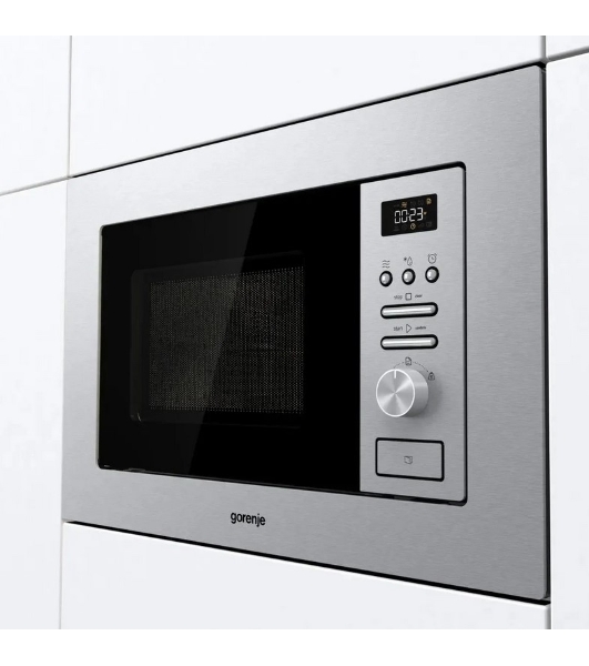 Микроволновая печь встраиваемая Gorenje BMI201AG1X нержавеющая сталь, 20 л, 800 Вт, переключатели - поворотный механизм/кнопки