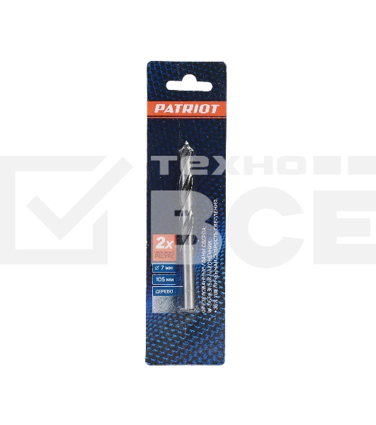 Сверло EDGE by PATRIOT по дереву спиральное 7 мм, W-образная заточка, 1 шт в блистере